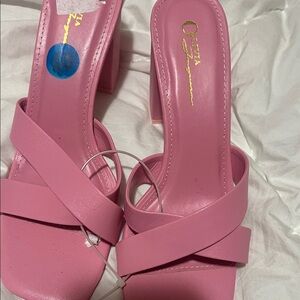 Elegant Pink Heeled Sandals by